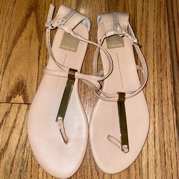 Dolce vita nude and gold strap sandals (sz 7.5) - Picture 1 of 3